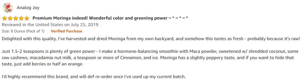 raw moringa review